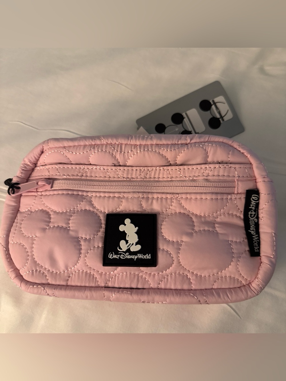 Disney Parks Mickey Mouse Fanny Pack Belt Bag Ear Holder Pink Quilted New